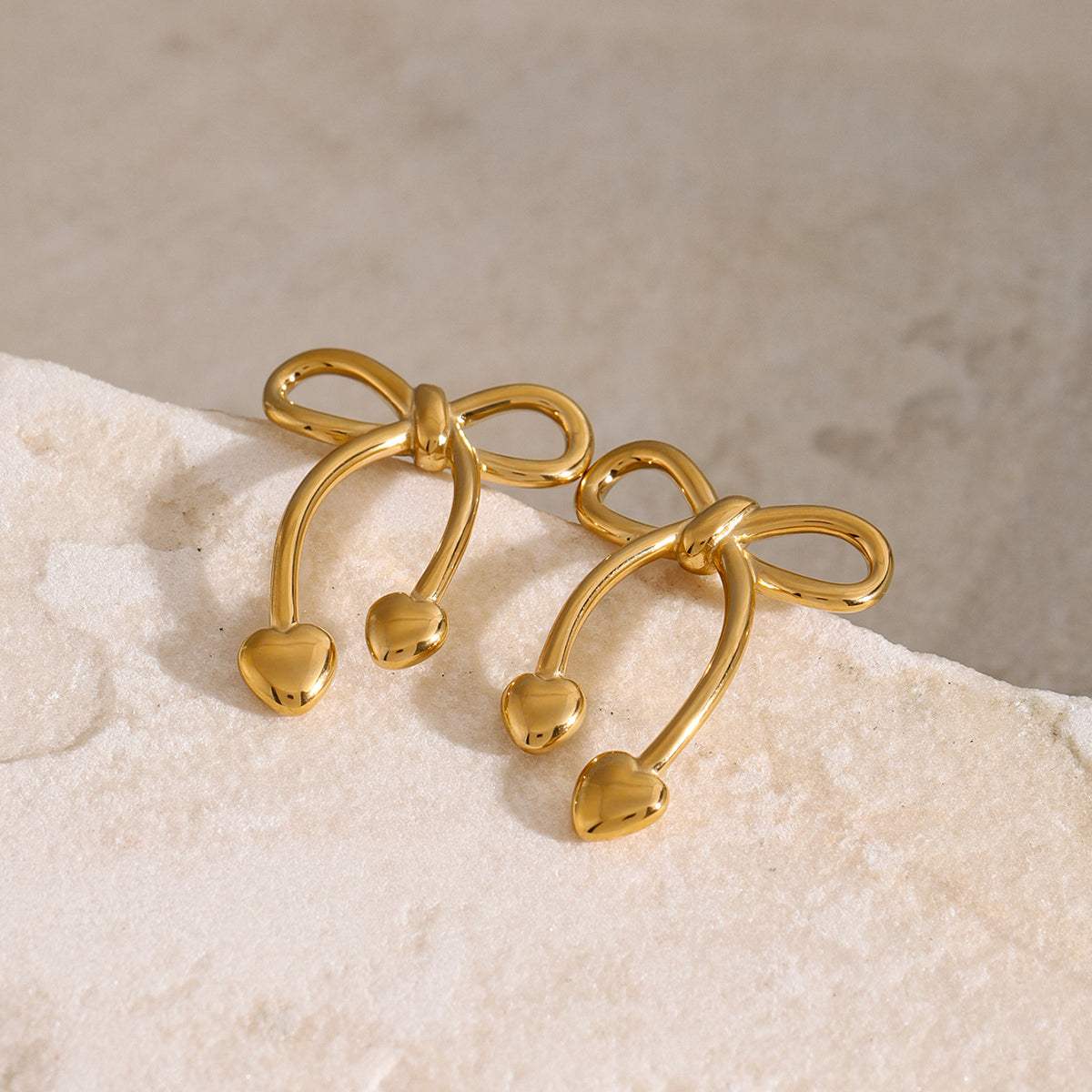 Stainless Steel Bow Earrings - Trendsi - Flyclothing LLC
