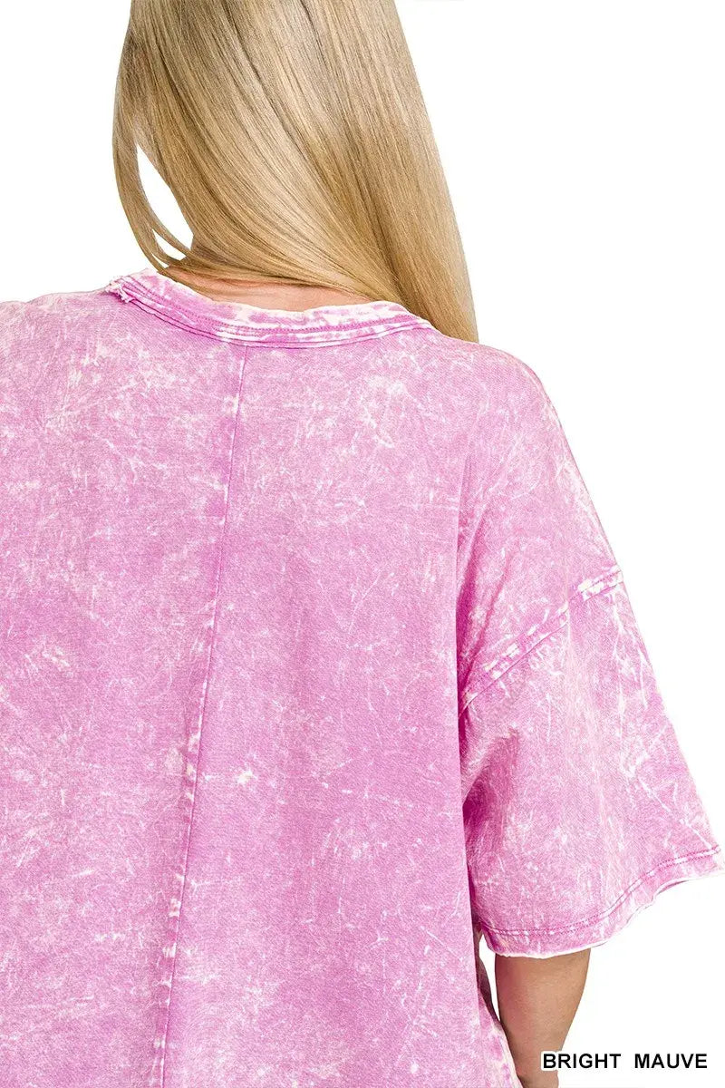 Zenana Acid Crinkle-Washed Oversized T-Shirt - Trendsi - Flyclothing LLC
