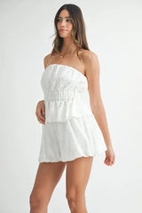 MABLE Floral Eyelet Lace Tube Top and Short Set - Trendsi - Flyclothing LLC