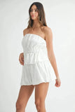 MABLE Floral Eyelet Lace Tube Top and Short Set - Trendsi