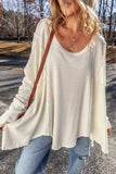 Exposed Seam Round Neck Long Sleeve Blouse - Trendsi - Flyclothing LLC