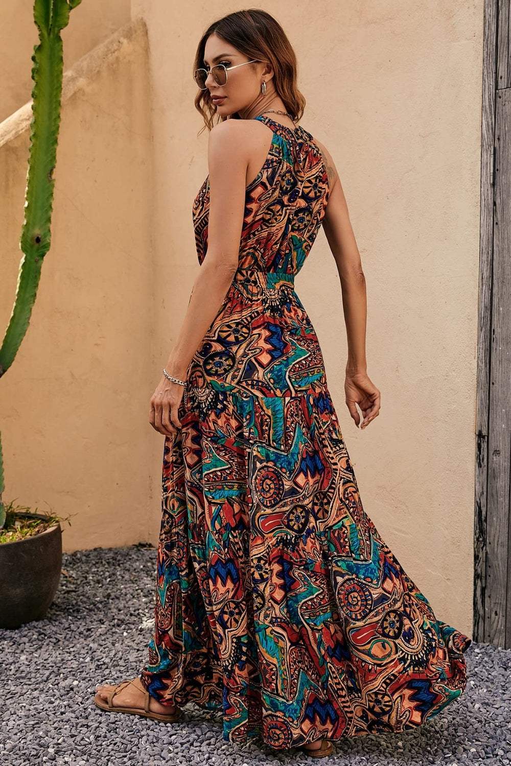 Tied Floral Sleeveless Dress - Trendsi - Flyclothing LLC
