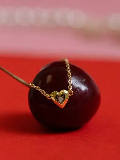 Zircon Heart Pendant Necklace - Trendsi - Flyclothing LLC