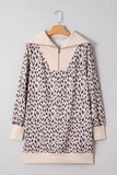 Leopard Print Zip up Collar Patchwork Shift Mini Dress - Trendsi - Flyclothing LLC