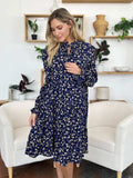 Double Take Full Size Printed Ruffle Hem Long Sleeve Tiered Dress - Trendsi - Flyclothing LLC