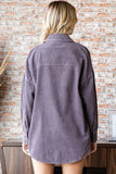 First Love Washed Corduroy Button Down Long Sleeve Shirt - Trendsi