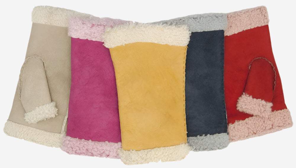 CA4163 (sunshine) - Women’s Italian lamb shearling fingerless gloves - Leather Gloves Online - Flyclothing LLC