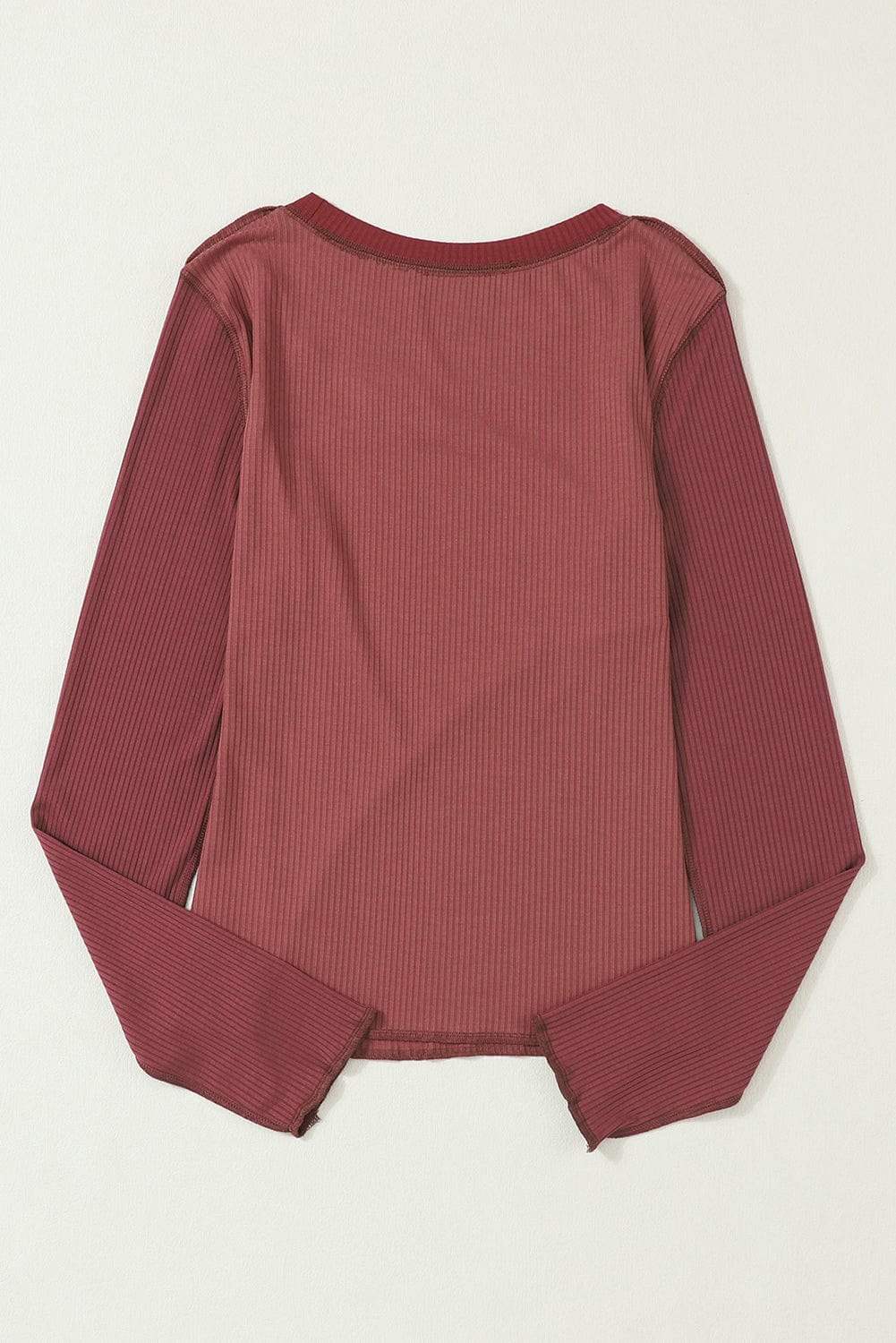 Exposed Seam Contrast Round Neck Long Sleeve T-Shirt - Trendsi - Flyclothing LLC