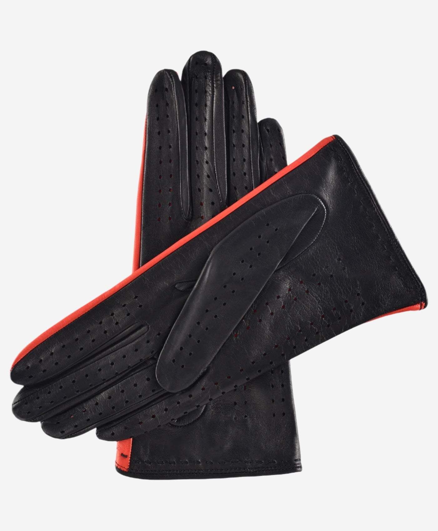 CA4918 (black/red) - Women’s unlined Italian lambskin driving gloves with ventilation holes