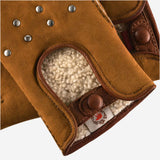 CA4956 (cognac) - Women’s Italian suede driving gloves with lambswool lining and metal studs