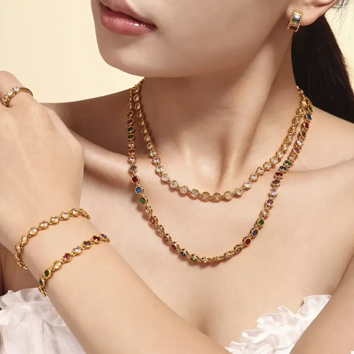 18K Gold-Plated Zircon Necklace - Trendsi - Flyclothing LLC