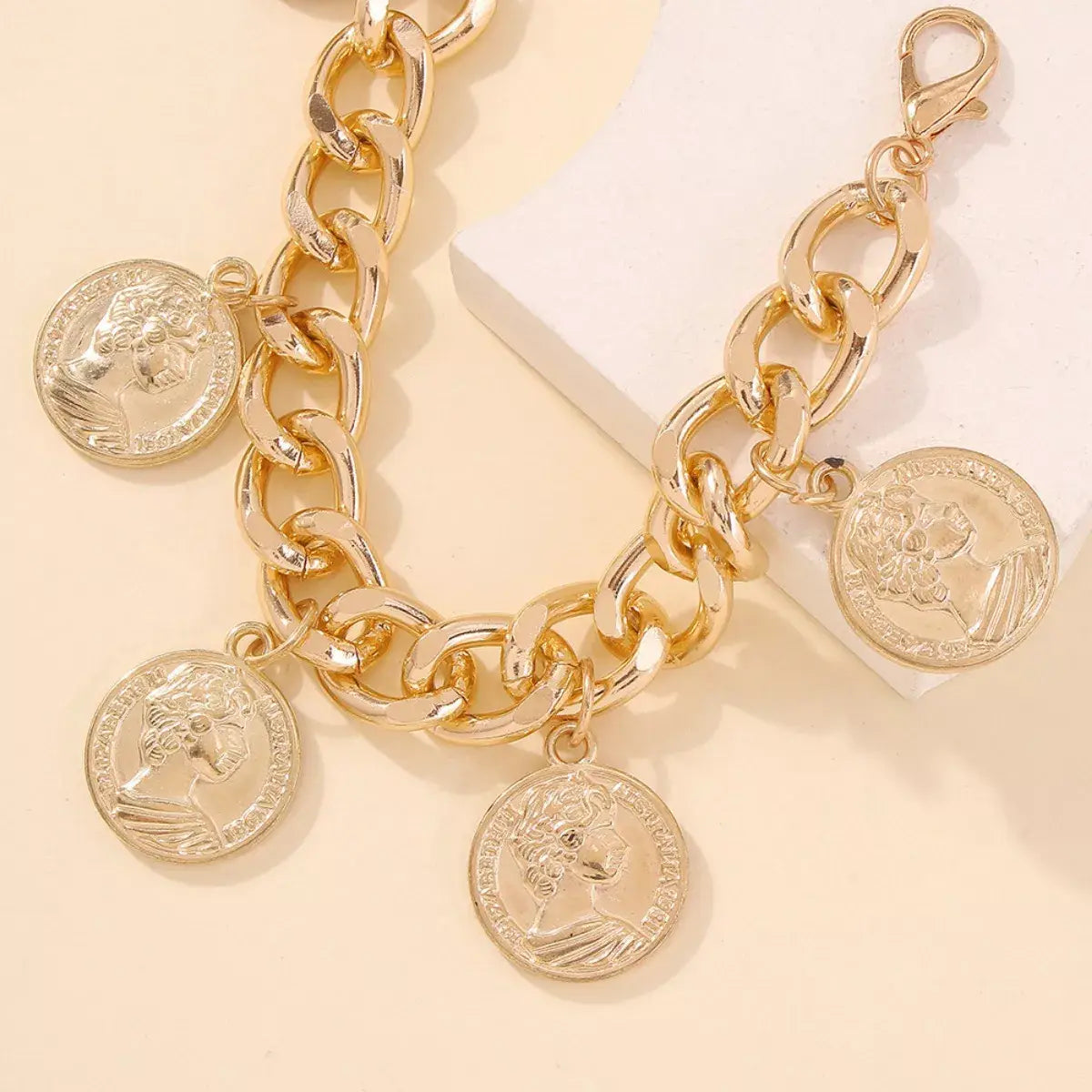 18K Gold-Plated Coin Charm Bracelet - Trendsi - Flyclothing LLC