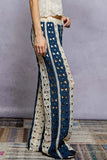 POL Openwork Wide Leg Pants with Stripe Detail - Trendsi - Flyclothing LLC