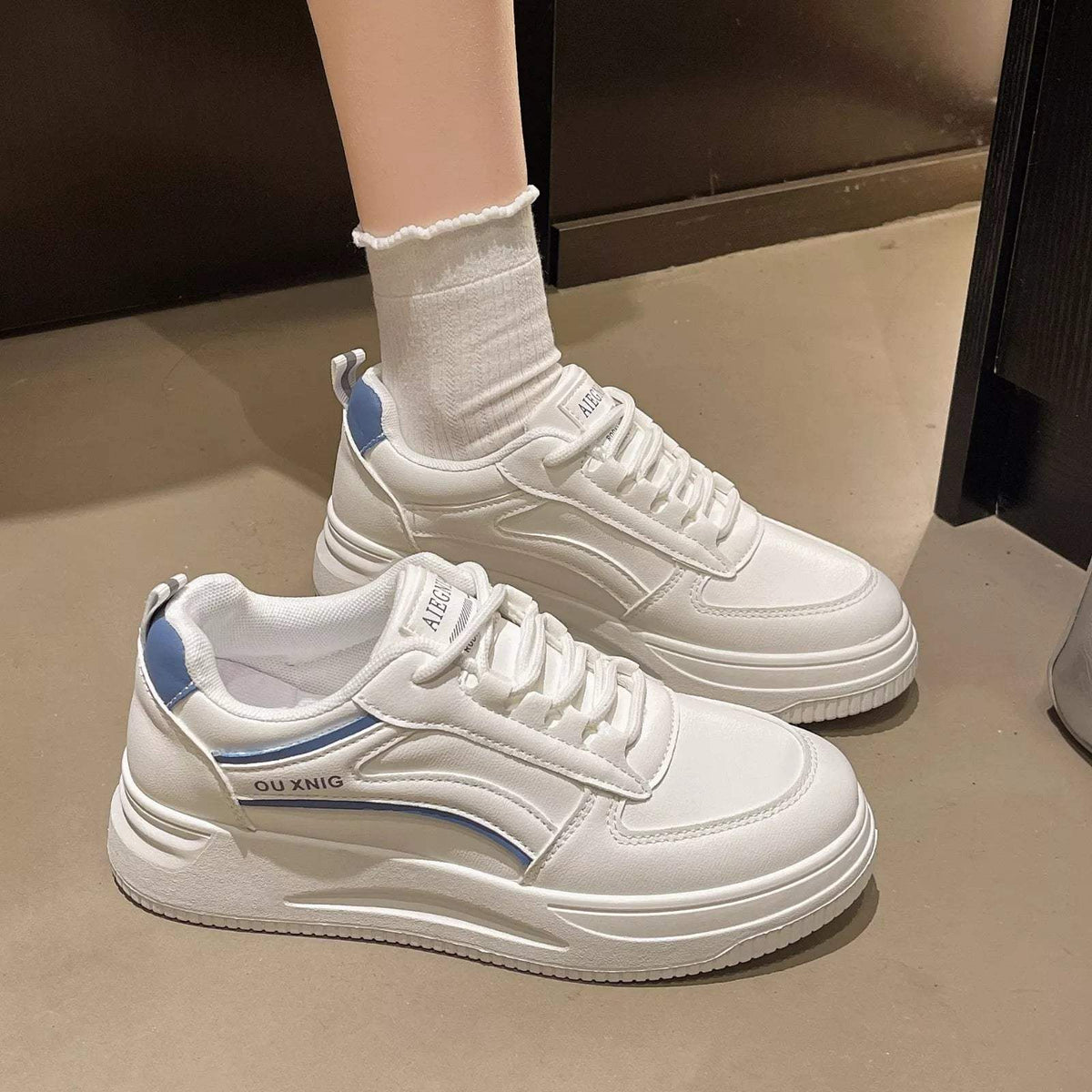 Classic Lace-Up Platform Sneakers - Trendsi - Flyclothing LLC