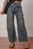 Exposed Stitching Loose Straight High Waist Jeans - Trendsi