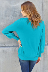 Basic Bae Full Size V-Neck Lantern Sleeve Top - ShopBasicbae - Flyclothing LLC
