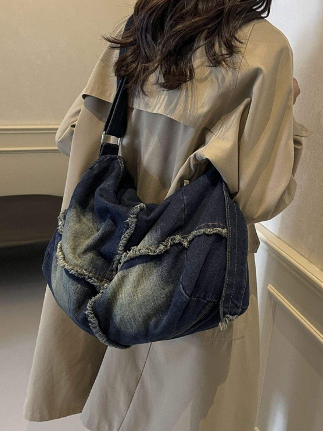 Raw Hem Gradient Crossbody Bag - Trendsi - Flyclothing LLC