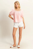 HYFVE Crochet Detail Puff Sleeve Peasant Top - Trendsi