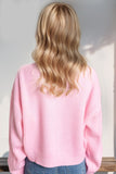 Double Take Full Size MERRY & BRIGHT Christmas Dropped Shoulder Cropped Sweater - Trendsi