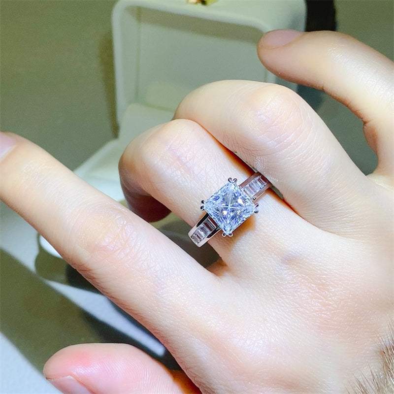 3 Carat Moissanite 925 Sterling Silver Square Shape Ring - Trendsi - Flyclothing LLC