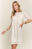 ADORA Ruffled Eyelet Round Neck Dress - Trendsi