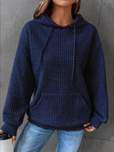 Full Size Textured Kangaroo Pocket Hoodie Plus Size - Trendsi - Flyclothing LLC