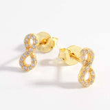925 Sterling Silver Zircon Number 8 Stud Earrings - Trendsi - Flyclothing LLC