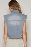 POL Assymetrical Front Closure Raw Hem Denim Vest - Trendsi - Flyclothing LLC