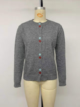 Contrast Button Long Sleeve Cardigan - Trendsi - Flyclothing LLC