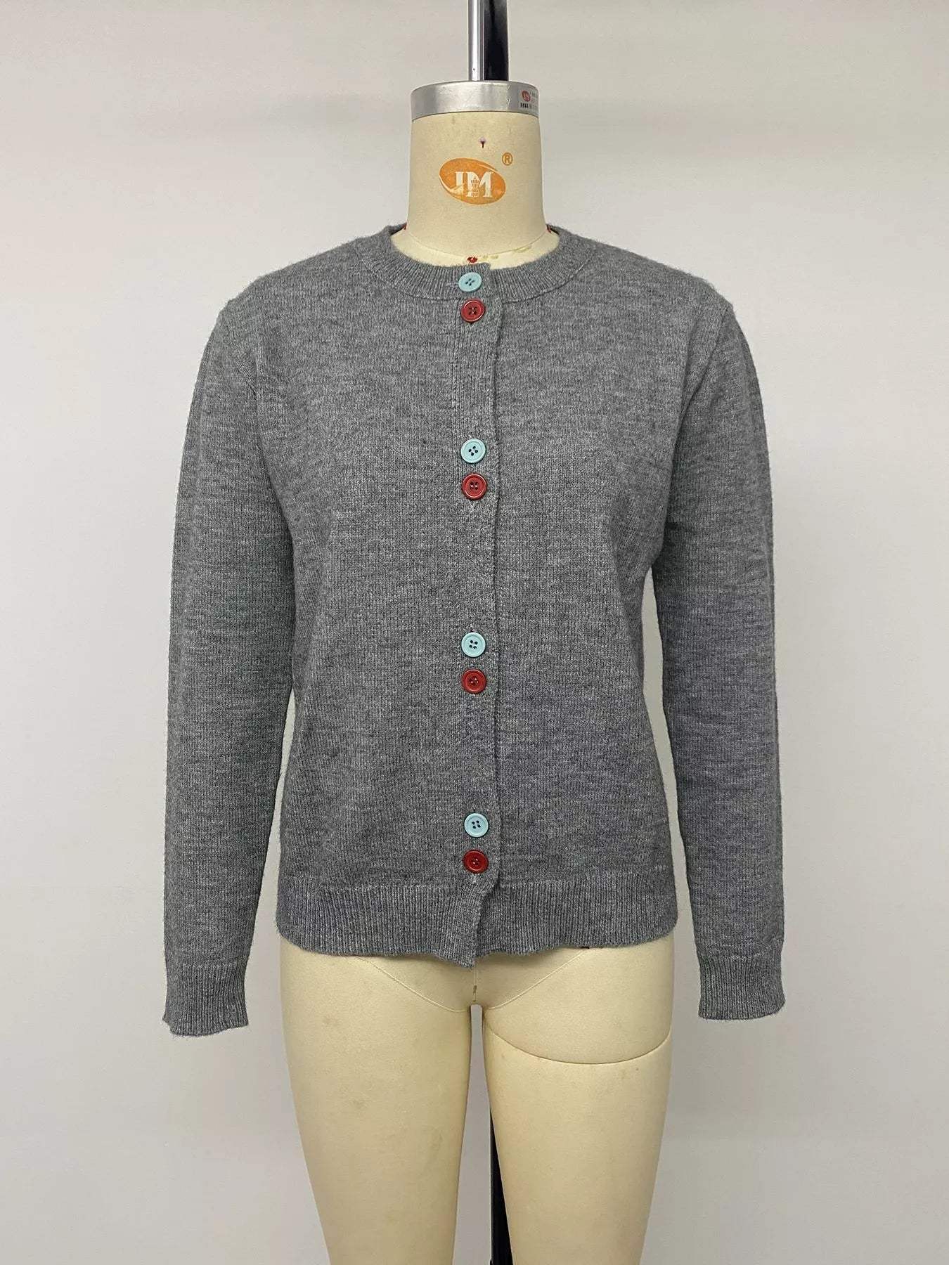 Contrast Button Long Sleeve Cardigan - Trendsi - Flyclothing LLC