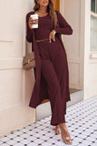 Drawstring Tank, Long Sleeve Cover Up and Pants Set - Trendsi - Flyclothing LLC