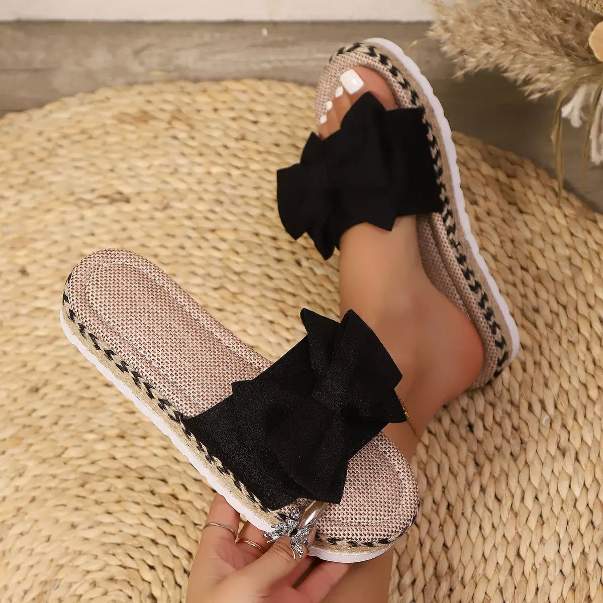 Bow Open Toe Platform Sandals - Trendsi - Flyclothing LLC