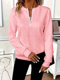 Texture Half Zip Long Sleeve Sweatshirt - Trendsi - Flyclothing LLC