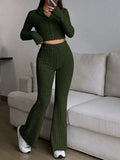 Zip Up Long Sleeve Top and Pants Set - Trendsi - Flyclothing LLC