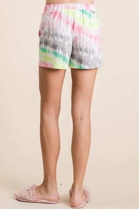BiBi Tie Dye Print Shorts With Twill Tape Drawstring - Trendsi - Flyclothing LLC