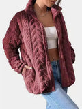 Fuzzy Zip Up Long Sleeve Jacket - Trendsi