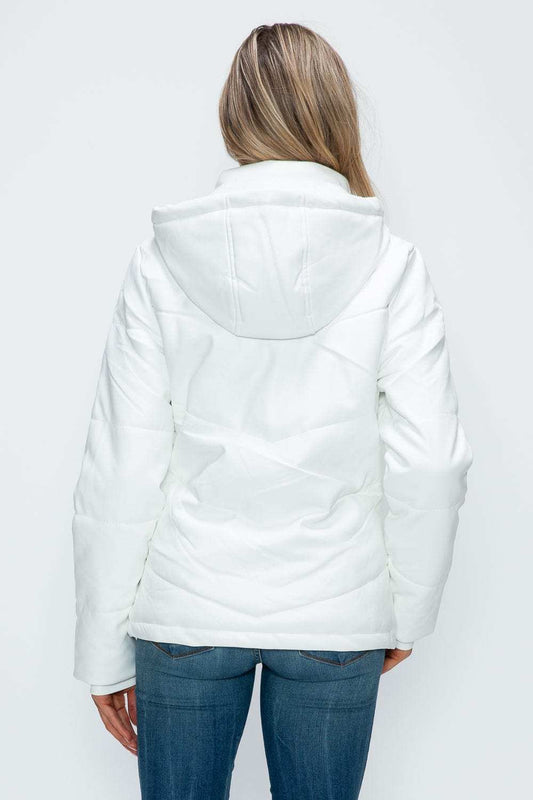 How Dare U Pocketed Zip Up Puffer Jacket with Removable Hood - Trendsi - Flyclothing LLC