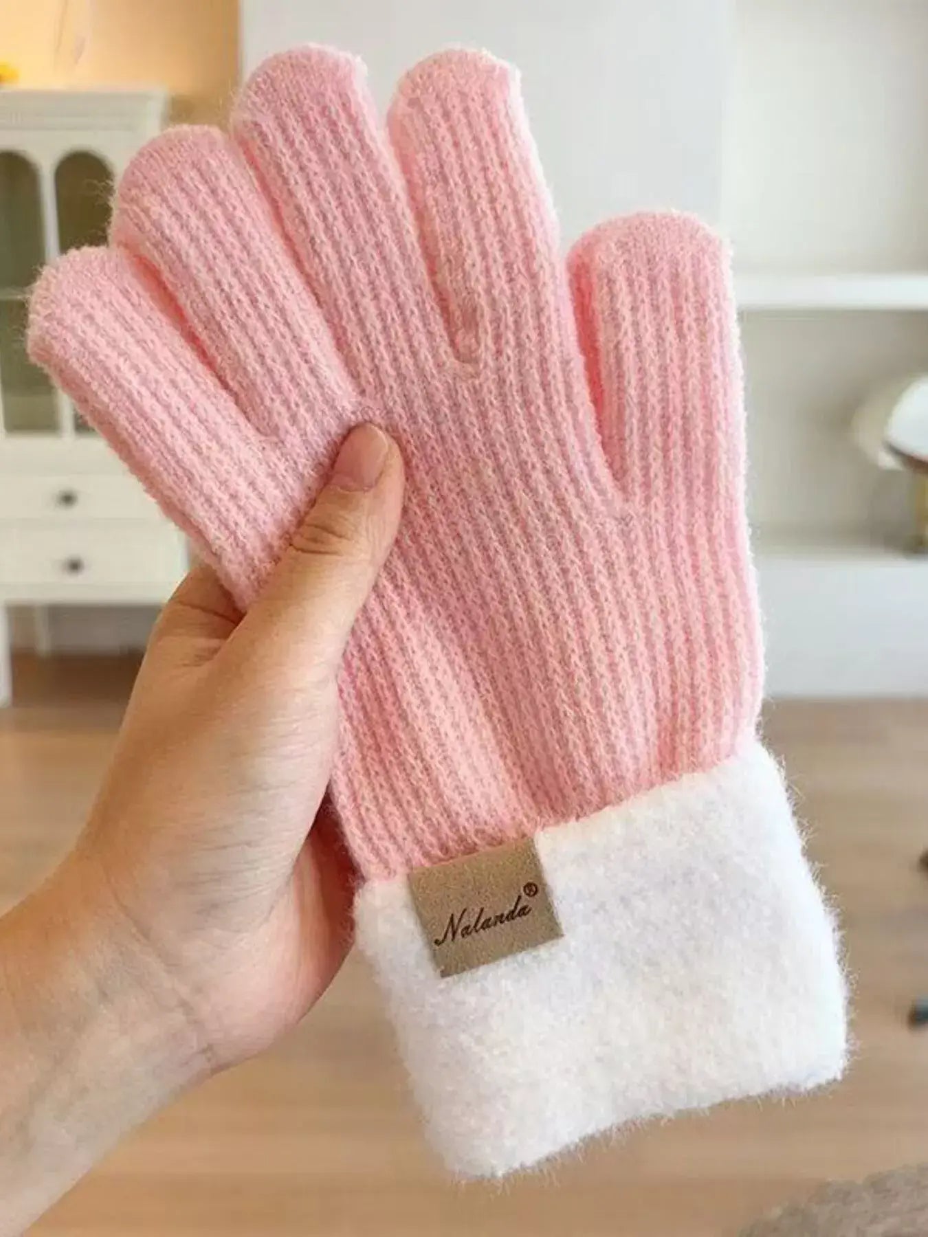 Knitted Warm Gloves with Plush Cuff - Trendsi - Flyclothing LLC