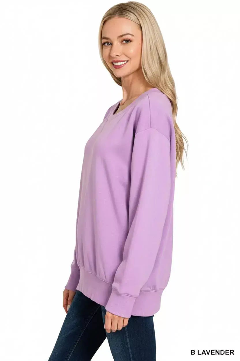 Zenana Fleece Boat Neck Sweatshirt - Trendsi - Flyclothing LLC
