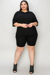 Basic Bae Bamboo Full Size V-Neck Drop Shoulder T-Shirt and Shorts Set - ShopBasicbae - Flyclothing LLC