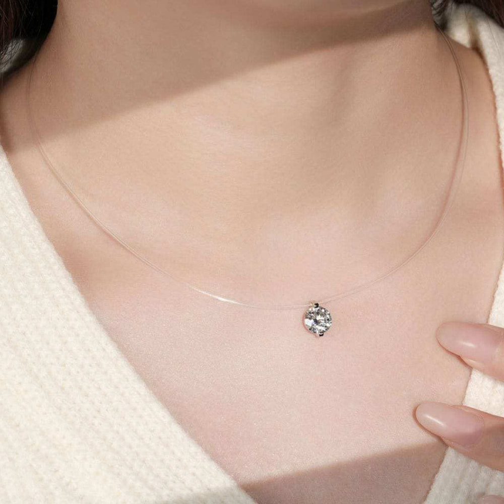 1 Carat Moissanite 925 Sterling Silver Necklace - Trendsi - Flyclothing LLC