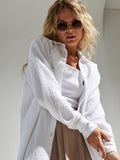 Textured Collared Neck Long Sleeve Shirt - Trendsi