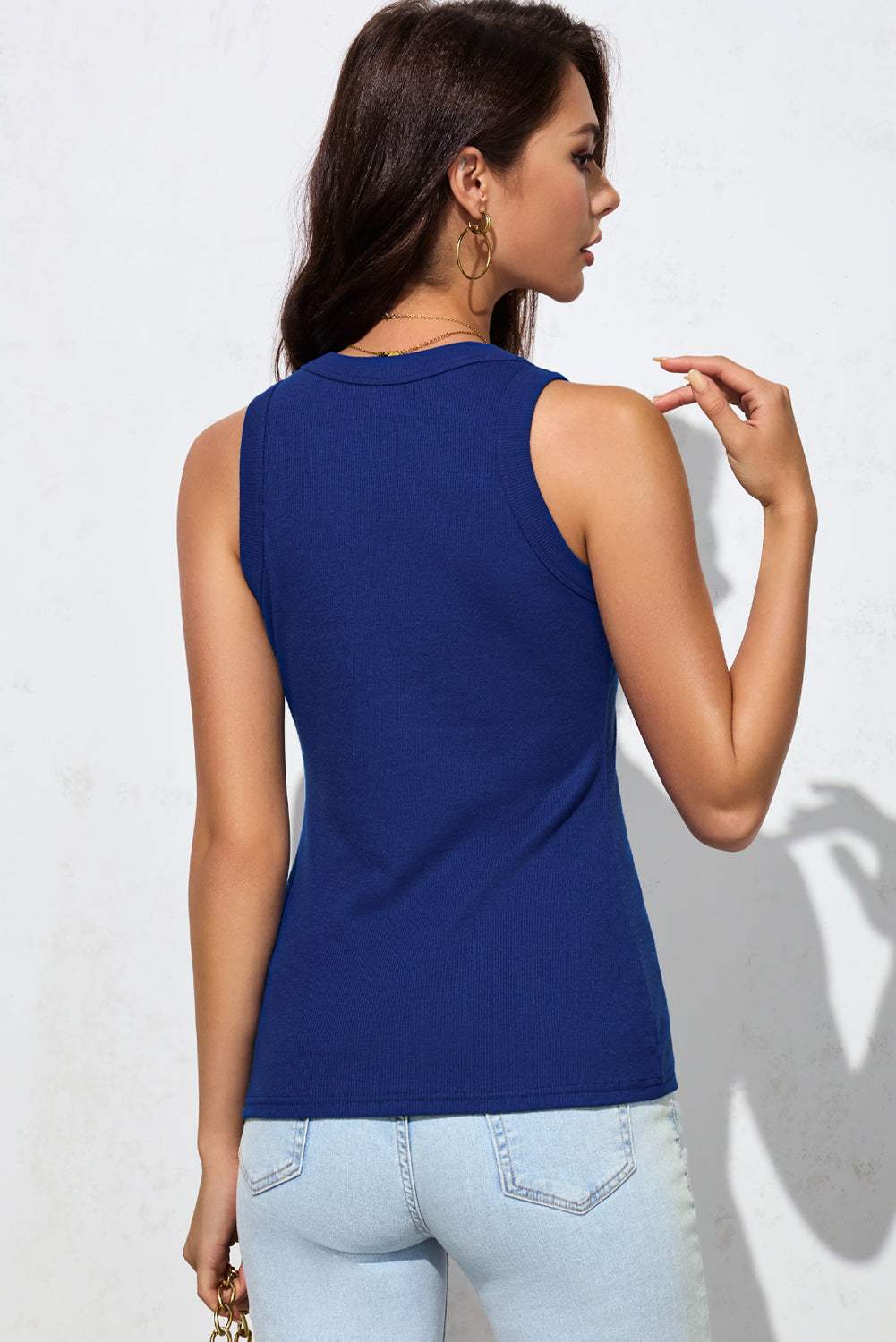 Solid Round Neck Tank - Trendsi - Flyclothing LLC
