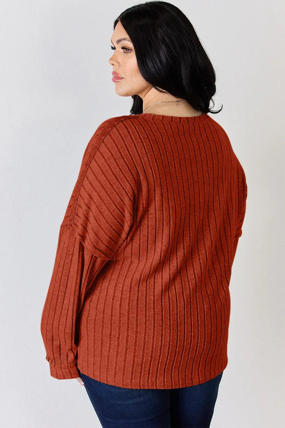Basic Bae Full Size Ribbed Half Button Long Sleeve T-Shirt - ShopBasicbae - Flyclothing LLC
