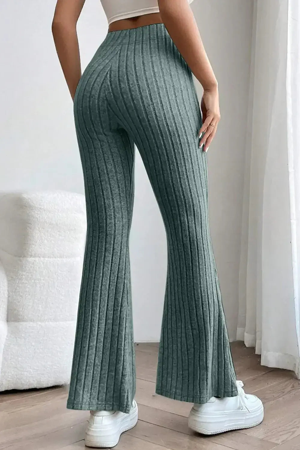 Basic Bae Full Size Ribbed High Waist Flare Pants - ShopBasicbae - Flyclothing LLC