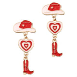 Cowgirl Boots Heart Dangle Earrings - Trendsi - Flyclothing LLC
