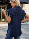 Side Slit Turtleneck Sweater Vest - Trendsi - Flyclothing LLC