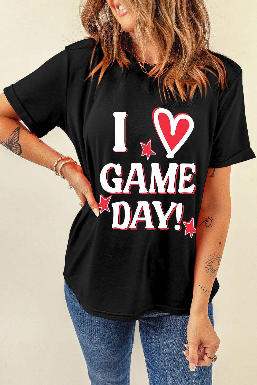 Letter Graphic Round Neck Short Sleeve T-Shirt - Trendsi - Flyclothing LLC