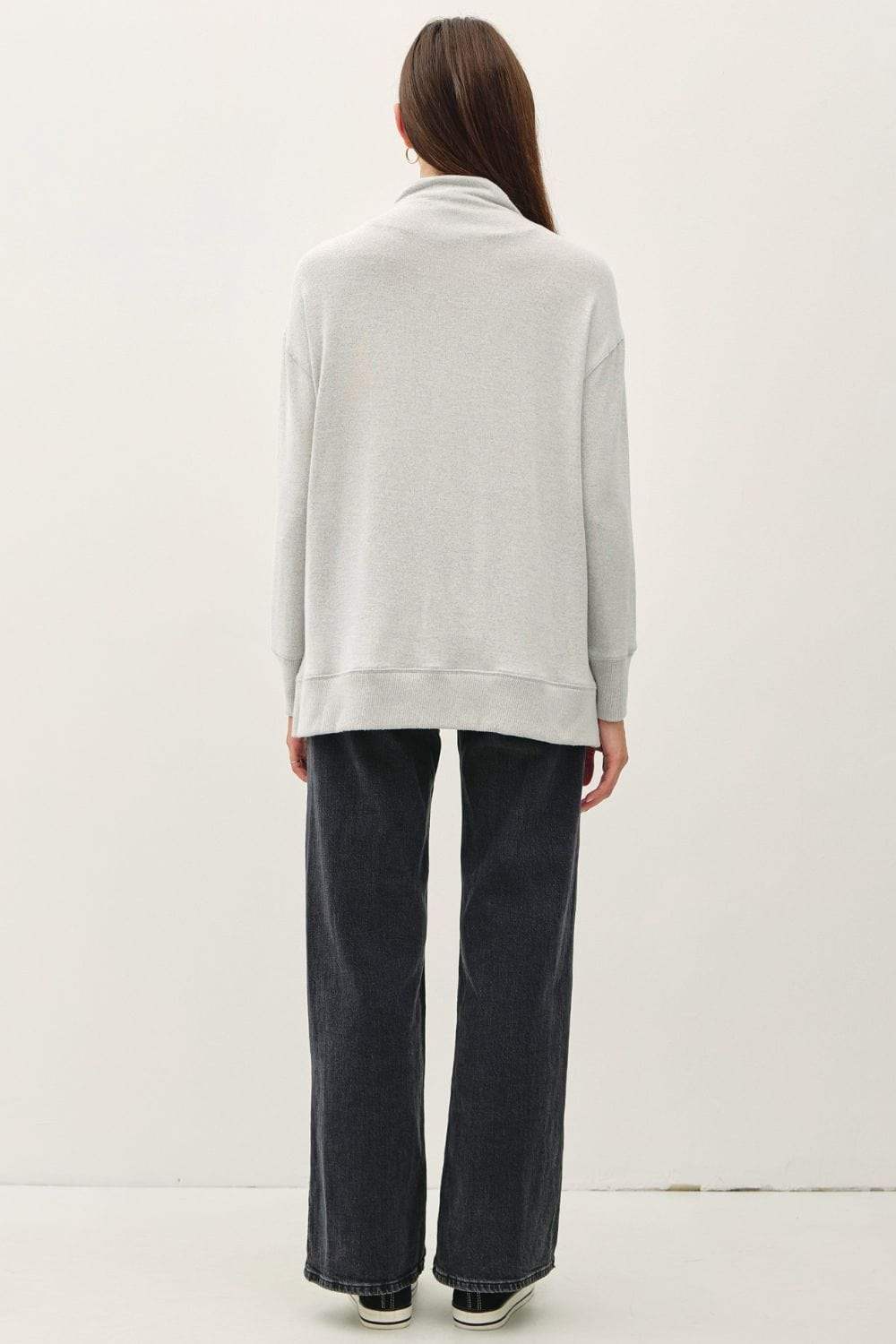 Be Cool Side Slit Mock Neck Long Sleeve Tunic Top - Trendsi - Flyclothing LLC
