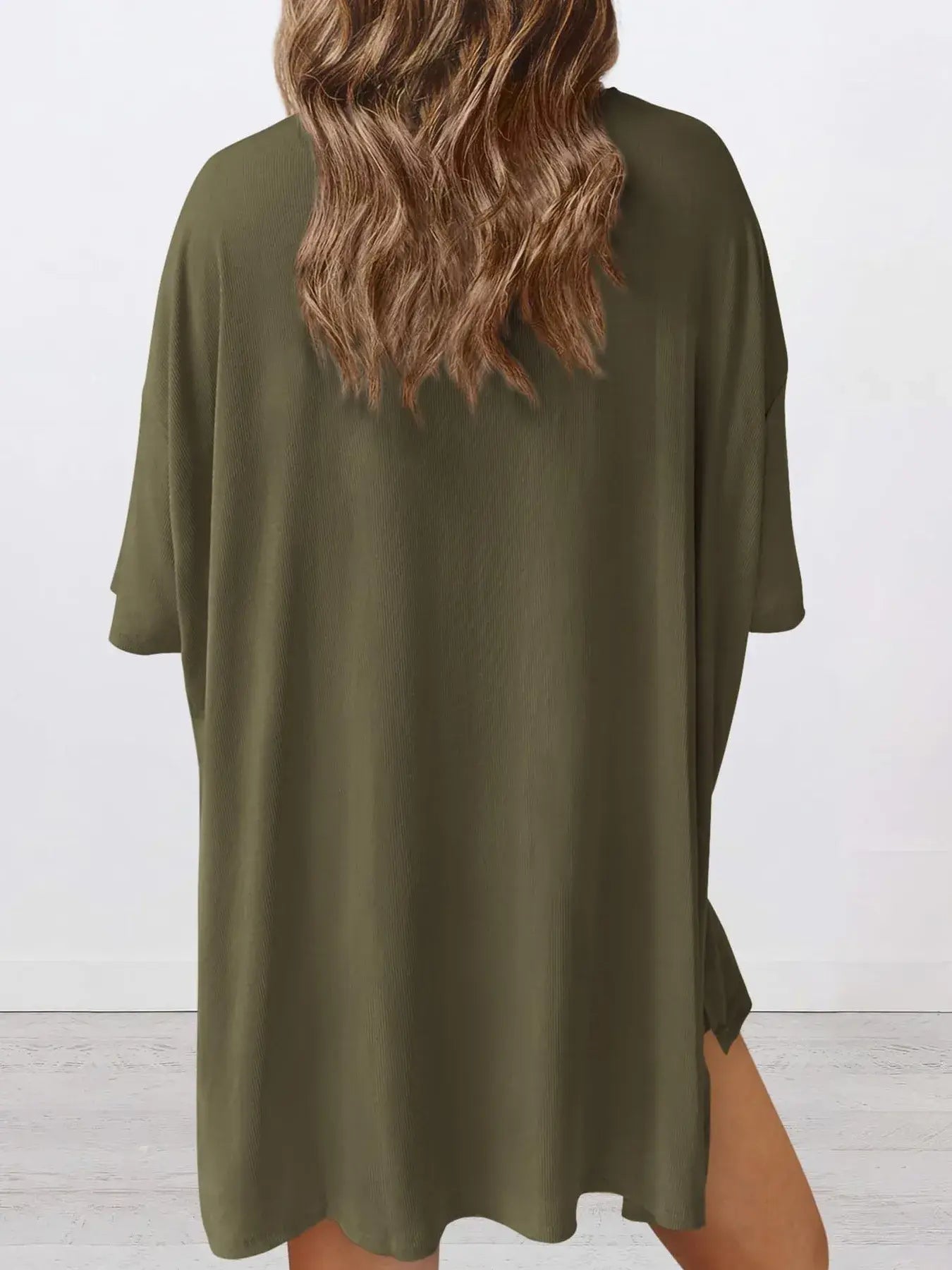 Full Size Oversized Round Neck Top and Shorts Set Plus Size - Trendsi - Flyclothing LLC
